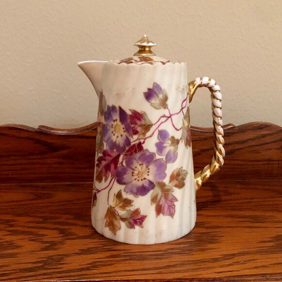 Antique Rudolstadt Germany Hand Painted Porcelain Chocolate Pot - Picture 1 of 8